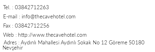 Aydnl Cave Hotel telefon numaralar, faks, e-mail, posta adresi ve iletiim bilgileri